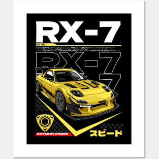 JDM LEGEND MAZDA RX7 FD3S -YELLOW Posters and Art